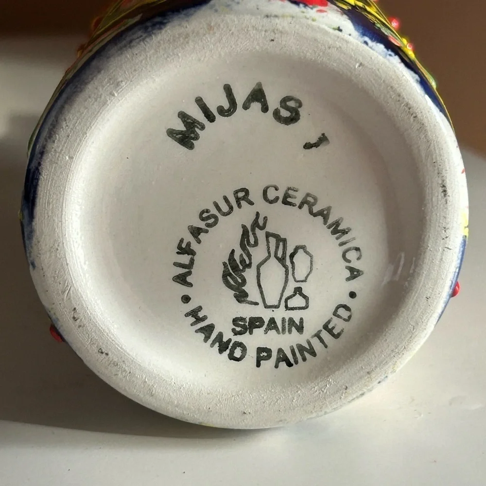 New Alfasur Ceramica Mijas Spain Hand-Painted Oil Cruet Decanter
